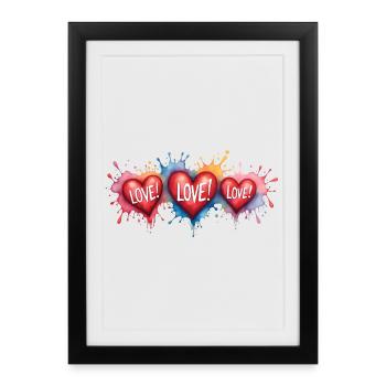 Liebestext Herzenform-Gemälde Druck - Gerahmtes Poster (27 × 37 cm) - Schwarz - Vorne