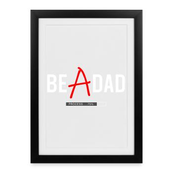 Papa en t-shirt en processus – Futur papa - Affiche encadrée (27 × 37 cm) - noir - Devant