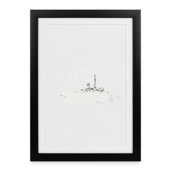 Im Harz zu Hause Berglandschaft Logo - Gerahmtes Poster (27 × 37 cm) - Schwarz - Vorne