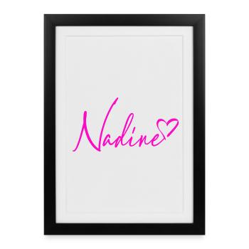 Nadine signature Rose Néon - Affiche encadrée (27 × 37 cm) - noir - Devant