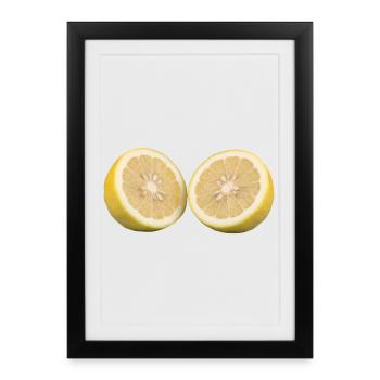 Citron Citron Citron Citron, Moitié, T-shirt, Sweat à Capuche - Affiche encadrée (27 × 37 cm) - noir - Devant