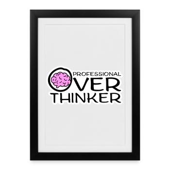 Logo drôle d’anxiété drôle et sombre de la réflexion professionnelle - Affiche encadrée (27 × 37 cm) - noir - Devant