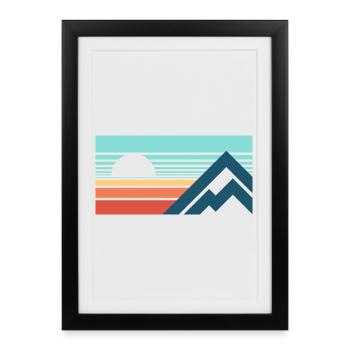 Mountains Sun Abstract - Framed poster (27 × 37 cm) - black - Front