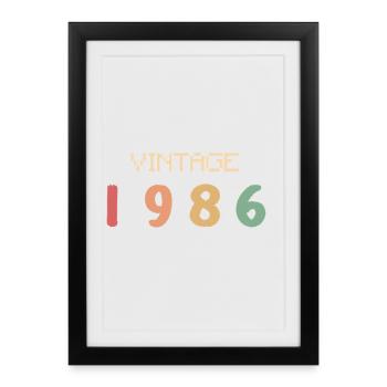 Aquarelle Vintage 40 Ans Quarantaine Fête 1986 - Affiche encadrée (27 × 37 cm) - noir - Devant