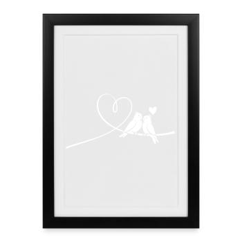 Cockatiel Heart Romance Birds Sky Dweller - Framed poster (27 × 37 cm) - black - Front