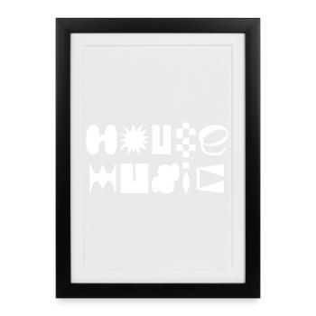 House Music fancy typography logo design T-Shirt - Framed poster (27 × 37 cm) - black - Front