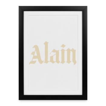 Lettrage gothique Beige d’Alain - Affiche encadrée (27 × 37 cm) - noir - Devant