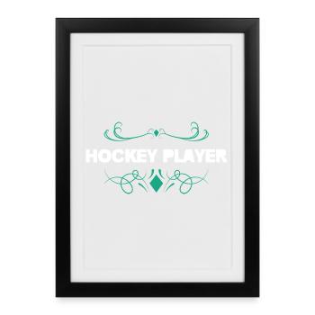 Eishockey Spieler Ornament Design - Framed poster (27 × 37 cm) - black - Front