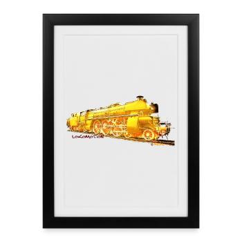 Locomotive à vapeur 18323 - Affiche encadrée (27 × 37 cm) - noir - Devant