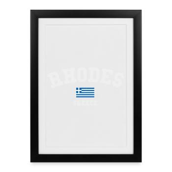 Drapeau de la Grèce de Rhodes - Affiche encadrée (27 × 37 cm) - noir - Devant