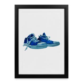 Blue sneaker print - Framed poster (27 × 37 cm) - black - Front