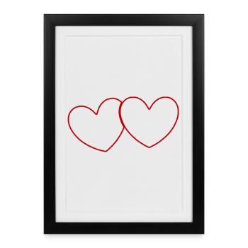 rotes Herz rot Geschenk Valentinstag - Gerahmtes Poster (27 × 37 cm) - Schwarz - Vorne