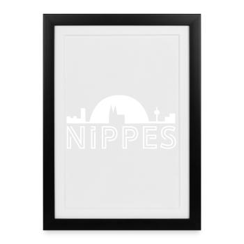 Köln Nippes Veedelstuff - T-Shirts & mehr - Gerahmtes Poster (27 × 37 cm) - Schwarz - Vorne