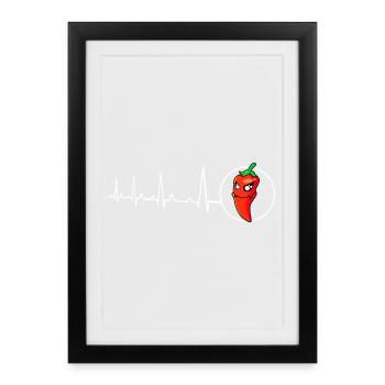 Heartbeat Chili Pepper Chili Pepper cook hot - Framed poster (27 × 37 cm) - black - Front