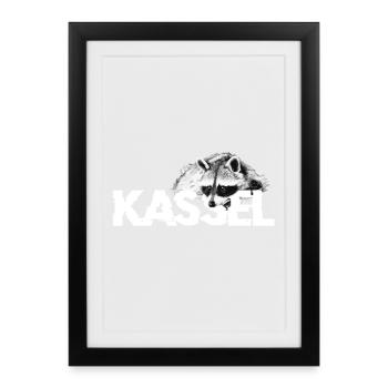 raton laveur Kassel - Affiche encadrée (27 × 37 cm) - noir - Devant