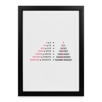 1x1 NUMBERS MATHEMATICS PALINDROME MULTIPLICATION 1^2 - Framed poster (27 × 37 cm) - black - Front