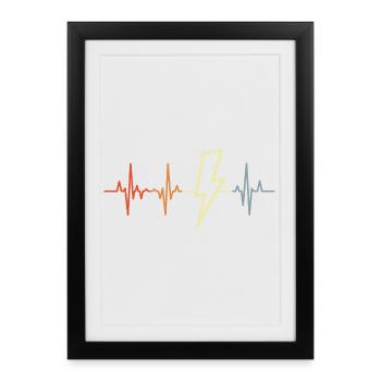 Vintage Electrician HeartLine - Framed poster (27 × 37 cm) - black - Front