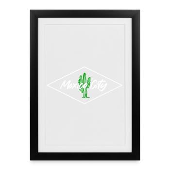Cactus Skyline à Mexico - Affiche encadrée (27 × 37 cm) - noir - Devant