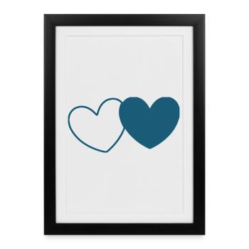 blue heart heart gift Valentine's Day couples - Framed poster (27 × 37 cm) - black - Front