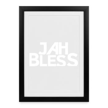 Conception de la police Jah Bless Block - Affiche encadrée (27 × 37 cm) - noir - Devant