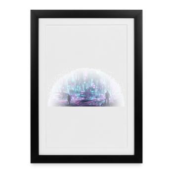 Cybercity - Ville dans la lumière - Affiche encadrée (27 × 37 cm) - noir - Devant