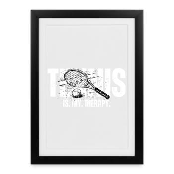 Tee audacieuse de thérapie au tennis - Affiche encadrée (27 × 37 cm) - noir - Devant