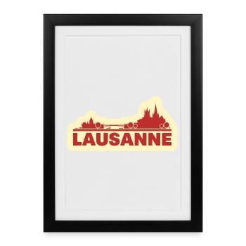 Lausanne Skyline Retro - Framed poster (27 × 37 cm) - black - Front