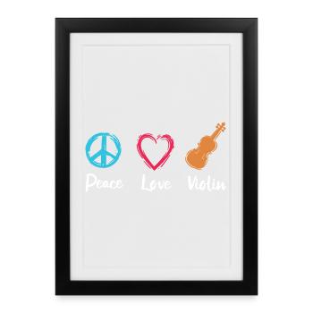 Paix Amour Violon - Affiche encadrée (27 × 37 cm) - noir - Devant
