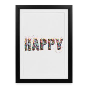HAPPY confetti - Framed poster (27 × 37 cm) - black - Front