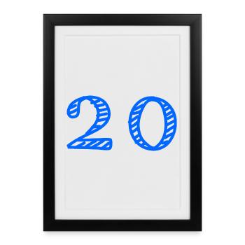 20. 20 ANS. 20e ANNIVERSAIRE. ANNIVERSAIRE 20 ANS. - Affiche encadrée (27 × 37 cm) - noir - Devant