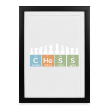 tableau périodique d’échecs rétro dictons cool vintage - Affiche encadrée (27 × 37 cm) - noir - Devant