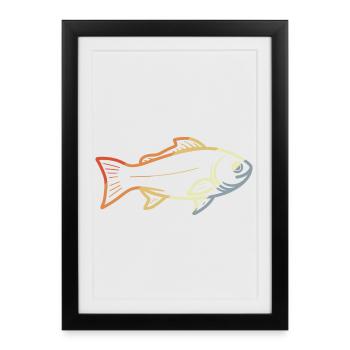 Vintage Fish Drawing - Framed poster (27 × 37 cm) - black - Front