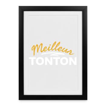 T-Shirt mit Best Humorous Uncle Motiv - Gerahmtes Poster (27 × 37 cm) - Schwarz - Vorne