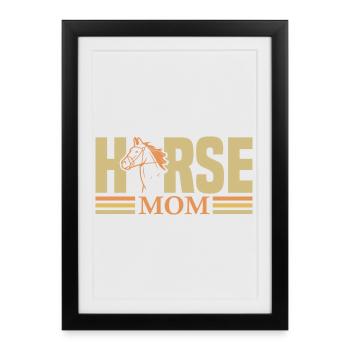 Maman cheval vintage de l’Ouest - Affiche encadrée (27 × 37 cm) - noir - Devant