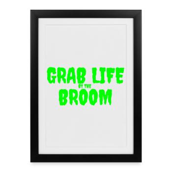 Grab Life by the Broom Graphic Design - Framed poster (27 × 37 cm) - black - Front