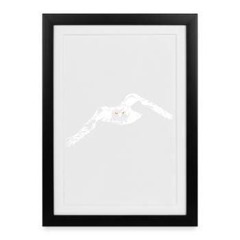 Eagle owl lineart - Framed poster (27 × 37 cm) - black - Front