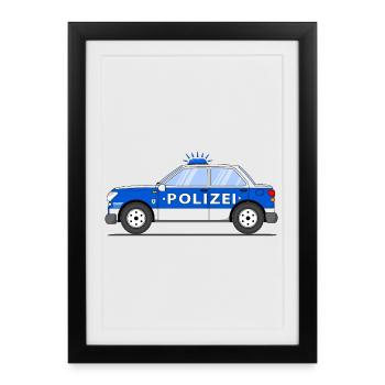 Police car in blue and silver - Framed poster (27 × 37 cm) - black - Front
