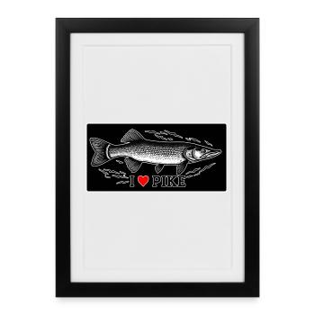 Hechtliebe - For real anglers - Framed poster (27 × 37 cm) - black - Front