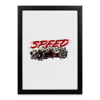 Oldtimer - Vitesse - Affiche encadrée (27 × 37 cm) - noir - Devant