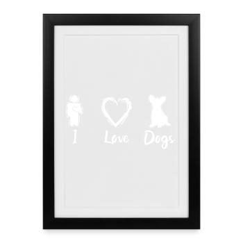 J’adore les chiens - Affiche encadrée (27 × 37 cm) - noir - Devant