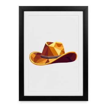 Chapeau de cow-boy – Illustration western géométrique - Affiche encadrée (27 × 37 cm) - noir - Devant