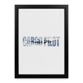 Pilote cargo DC-4 - Affiche encadrée (27 × 37 cm) - noir - Devant