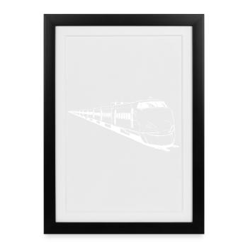 Express Train Silhouette Train Locomotive - Framed poster (27 × 37 cm) - black - Front