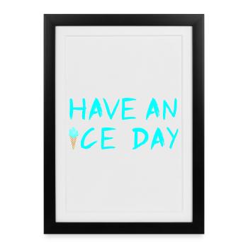 crème glacée crème glacée dictons sympas Fan d’été - Affiche encadrée (27 × 37 cm) - noir - Devant