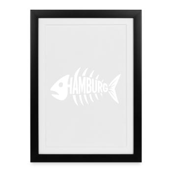 Hamburger Grätenkult - Gerahmtes Poster (27 × 37 cm) - Schwarz - Vorne
