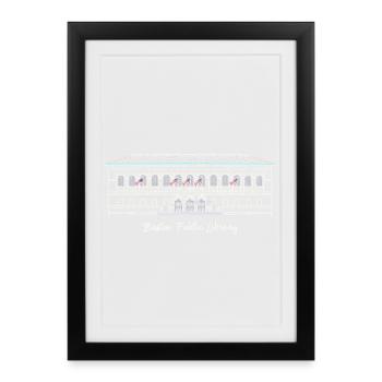 Boston, Drawing Public Library, USA - Framed poster (27 × 37 cm) - black - Front