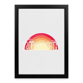 Zürich - Vintage Logo Sunset ZURICH - Framed poster (27 × 37 cm) - black - Front