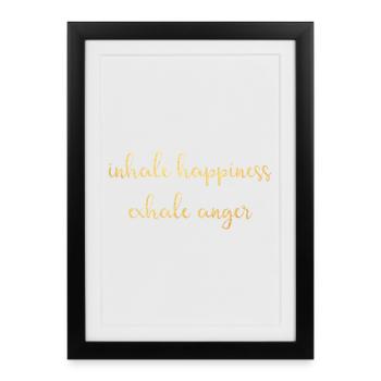 inspirer expirer Or bonheur Méditation om Namaste - Affiche encadrée (27 × 37 cm) - noir - Devant