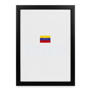 Drapeau du Venezuela, fabriqué au Venezuela - Affiche encadrée (27 × 37 cm) - noir - Devant