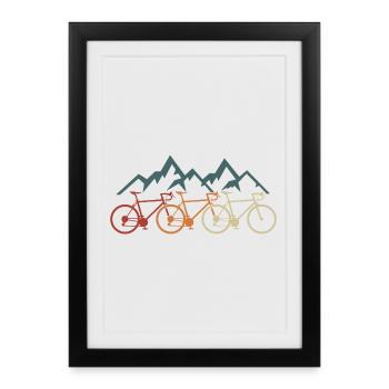 Vélo Cycliste Rétro VTT Vélo de route Montagnes - Affiche encadrée (27 × 37 cm) - noir - Devant